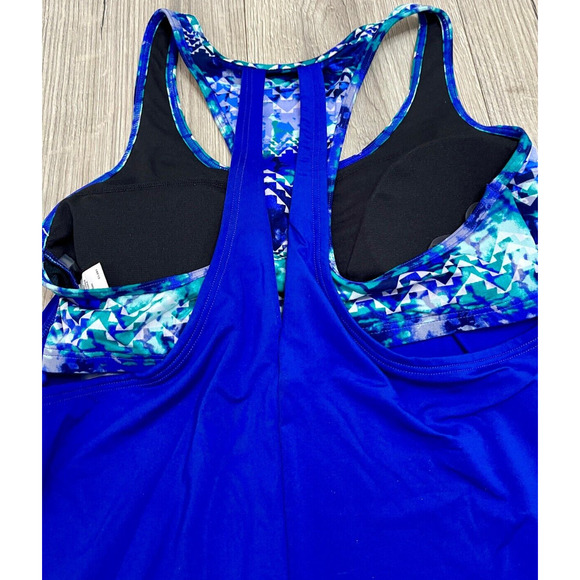 TYR DuraFast Lite Emerald Lake 2n1 Tankini Top Velvet Turquoise Large 10/12 $50 - Picture 7 of 10